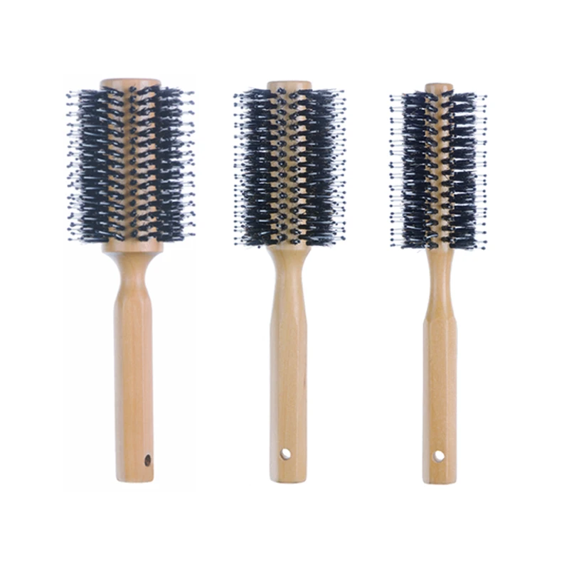 Brosse &agrave; cheveux ronde en bois &agrave; poils mixtes personnalis&eacute;e