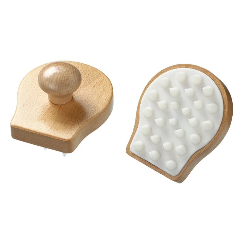 Brosse &agrave; shampoing en forme de pain pour cuir chevelu avec &eacute;pingles en silicone souple