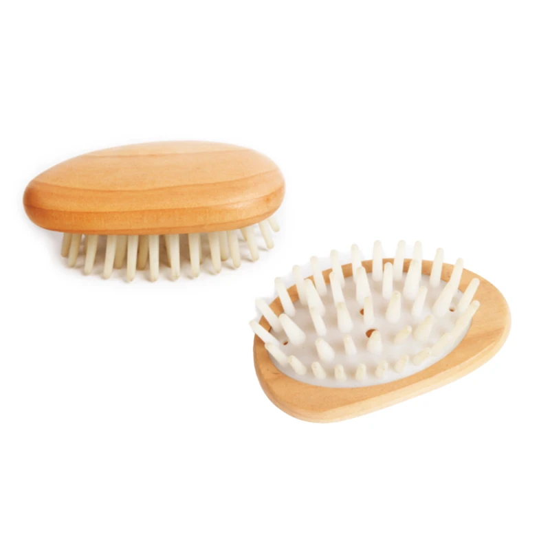 Masseur de cuir chevelu ovale en bois 100 % naturel