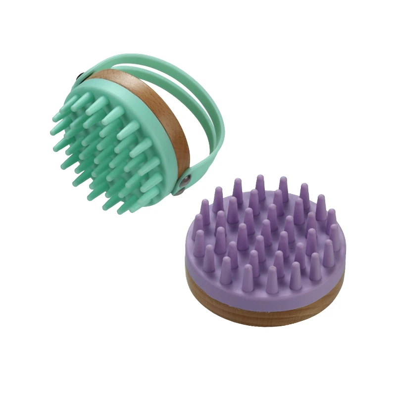 &Eacute;pingles &agrave; shampoing rondes, brosse de massage du cuir chevelu en bois