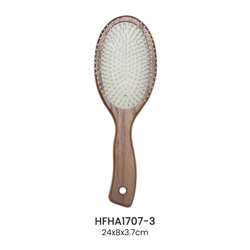 Brosse &agrave; cheveux ergonomique en bois de fr&ecirc;ne avec &eacute;pingles en nylon pour la vente en gros