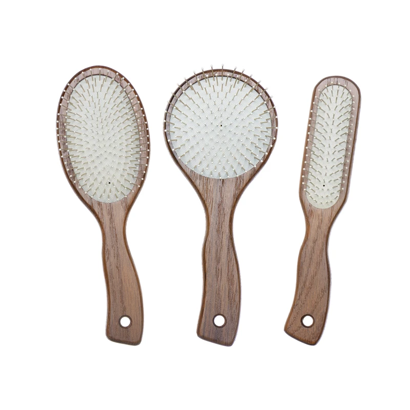 Brosse &agrave; cheveux ergonomique en bois de fr&ecirc;ne avec &eacute;pingles en nylon pour la vente en gros