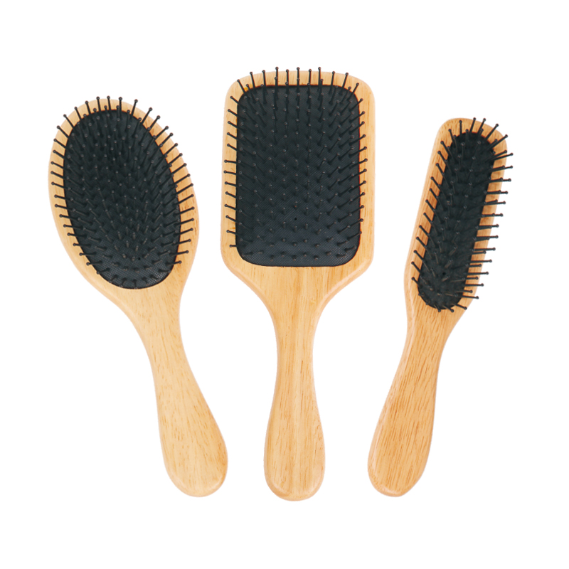 Brosse &agrave; palette en bois de caoutchouc personnalis&eacute;e avec broches en nylon