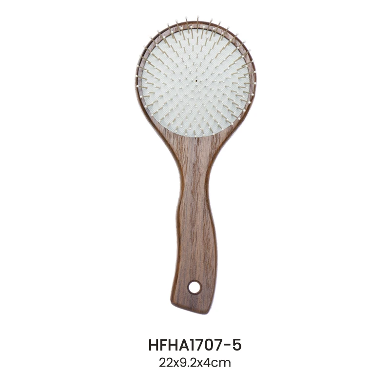 Brosse &agrave; cheveux ergonomique en bois de fr&ecirc;ne avec &eacute;pingles en nylon pour la vente en gros