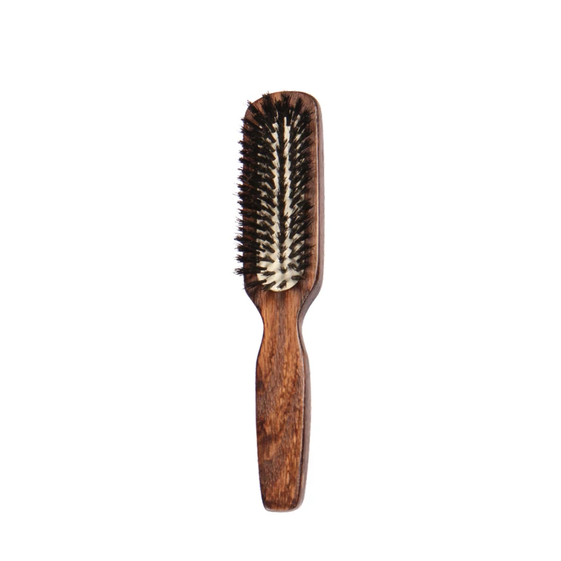 Brosse &agrave; cheveux coussin en bois de ch&ecirc;ne massif beige avec poils de sanglier
