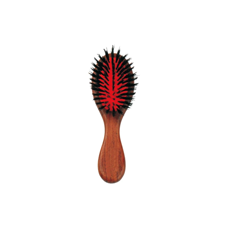 Mini-brosse &agrave; cheveux personnalis&eacute;e en poils de sanglier en bois de noyer