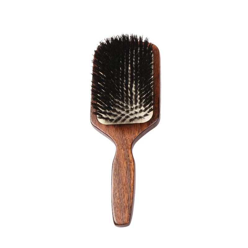 Brosse plate en bois de ch&ecirc;ne personnalis&eacute;e avec poils de sanglier