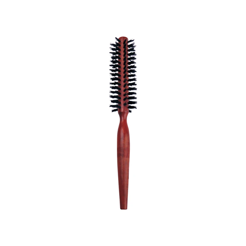Brosse ronde en bois de noyer avec poils de sanglier naturels