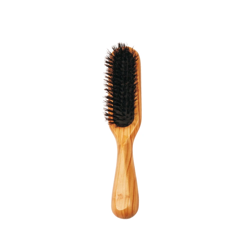 Logo personnalis&eacute; de la brosse &agrave; cheveux en poils de sanglier en bois d'olivier