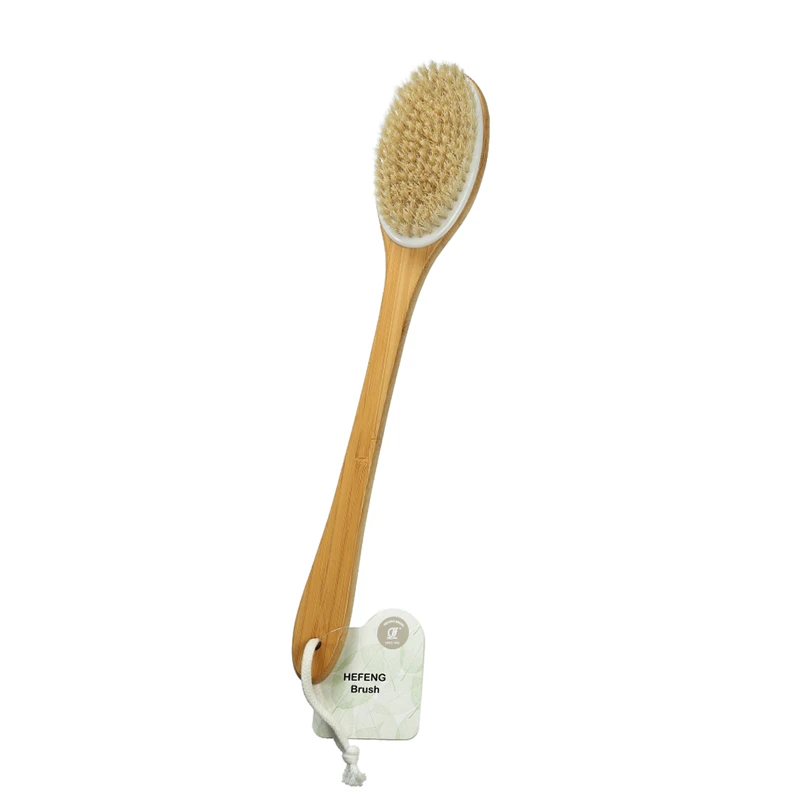 Brosse de bain en bambou &agrave; long manche pour l'exfoliation