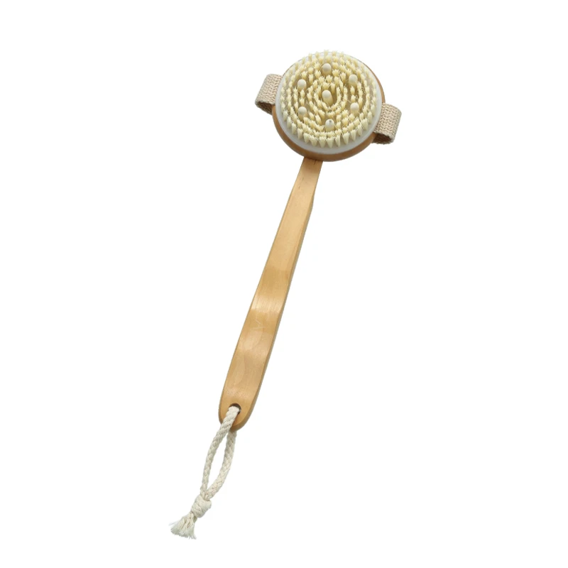 Brosse corporelle en poils de sanglier &agrave; t&ecirc;te ondul&eacute;e amovible
