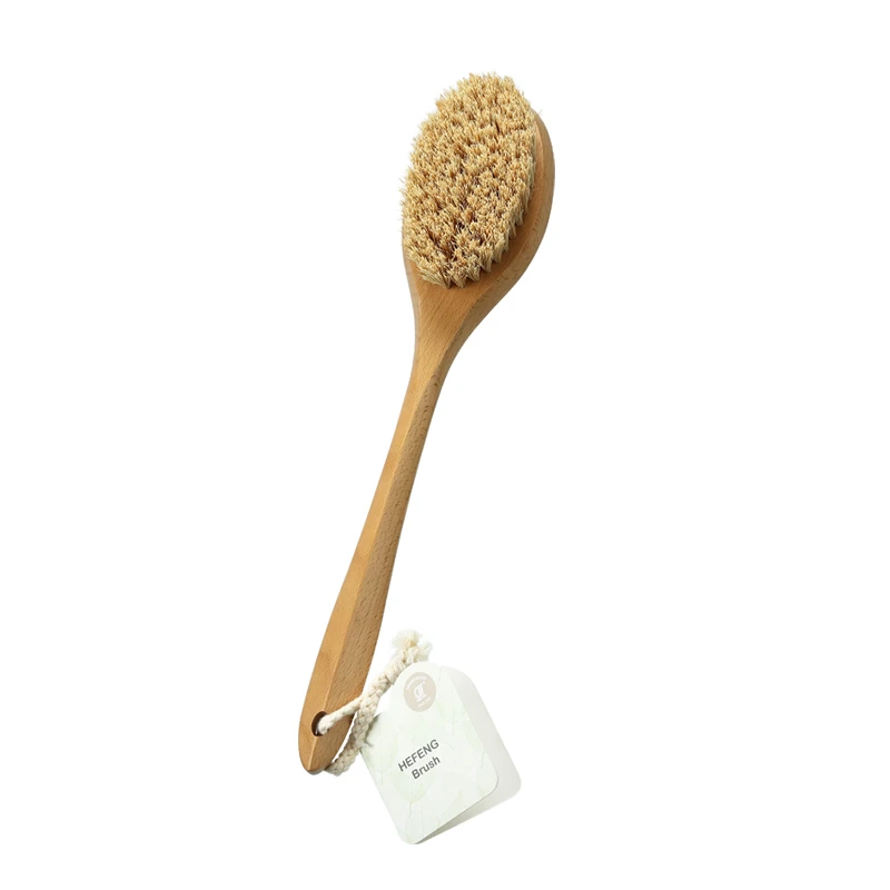 Brosse pour le corps en bois &agrave; pointe compens&eacute;e naturelle avec poils de sanglier